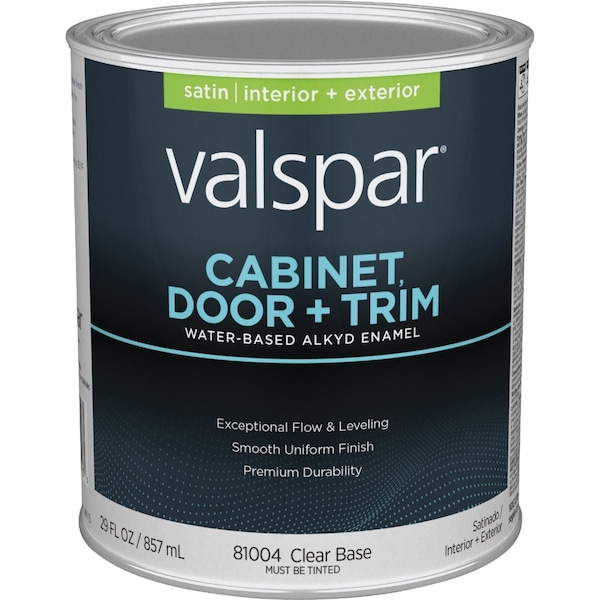 Valspar Cabinet Door & Trim Waterborne Alkyd Satin Interior/Exterior Enamel Clear Base 1 Qt. 028.0081004.005 - main