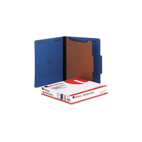 Universal Pressboard Classification Folders, Letter, Four-Section, Cobalt Blue, 10/Box 10201 - main