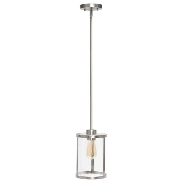 Homeroots Nickel Cylinder Iron Ceiling Light With Clear Shades 651629 - main