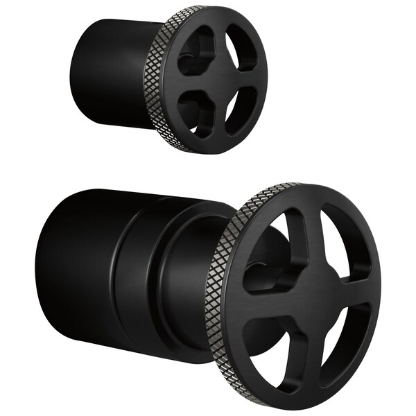 Brizo Litze Pressure Balance Valve With Diverter Trim Handle Kit, Wheel Matte Black/Luxe Steel HW75P32-BLSL - main