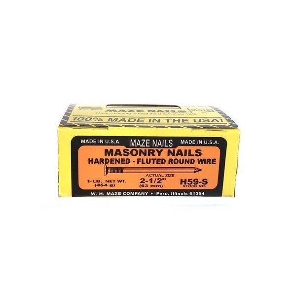Maze Nails Masonry Nail, Hardened Steel, Fluted Round, 2.5-In., 1-Lb. Heat Treated H59S-1 - main