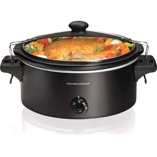 Hamilton Beach Stay or Go 6 qt Black Metal Slow Cooker 33261 - main