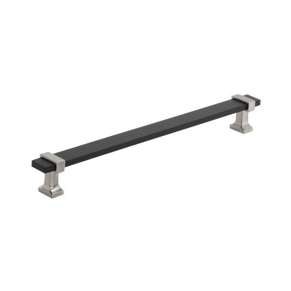 Amerock Overton 8-13/16 in 224 mm Center-to-Center Brushed Matte Black/Satin Nickel Cabinet Pull BP36684BMBG10 - main