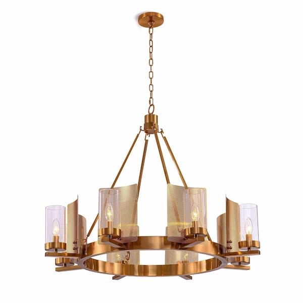 Vidalite Aurelia 8-Light Brass Chandelier, Round Pendant Chandelier Light in Brass, Clear Glass Shades CE1013050 - main