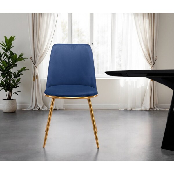 Homeroots Blue And Gold Upholstered Velvet Dining Side Chair 521275 - main