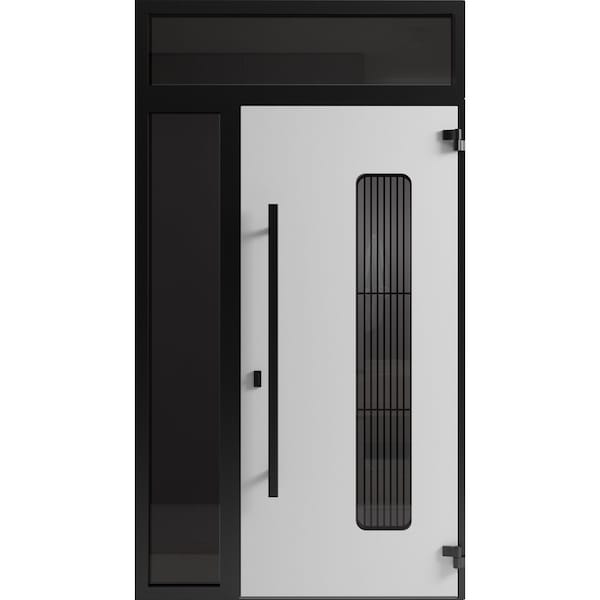 Vdomdoors Front Exterior Aluminum Door Ronex0511 Bronze Oak Prehung Entry Steel Metal Modern Painted RONEX0511EXD-BRW-W36+14xH80+14-RH-I - main