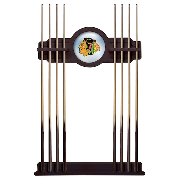 Holland Bar Stool Co Chicago Blackhawks Cue Rack in English Tudor Finish CueETudChiHwk - main