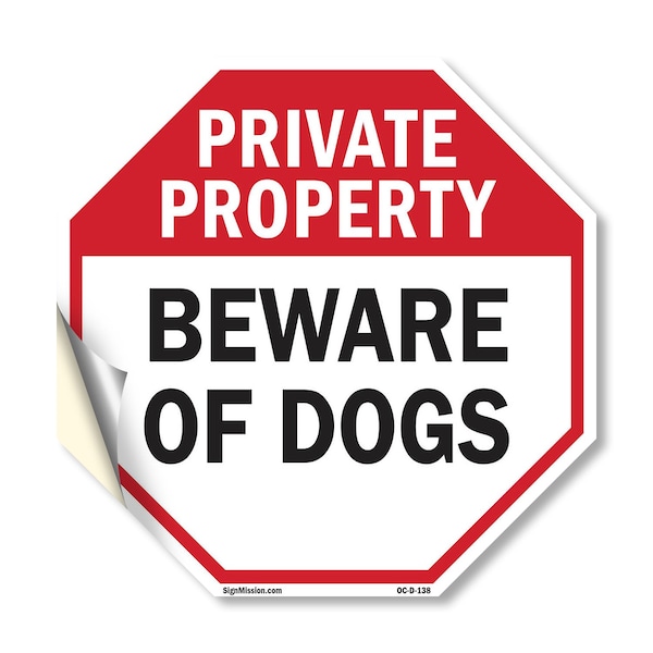 Signmission Private Property Beware of Dogs, 10 Inch X 10 Inch, Vinyl Decal OC-D-10-138 - main