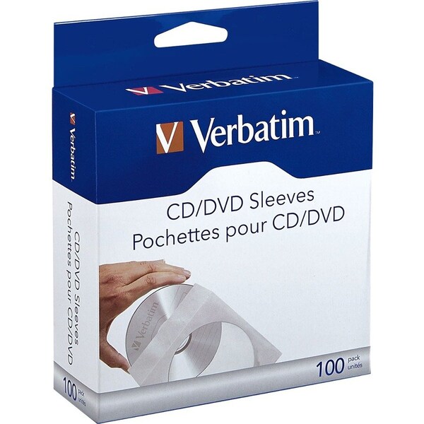 Verbatim Americas Verbatim CD/DVD Paper Sleeves with Clear Window - 100pk Box - Sleeve - Paper 49976 - main