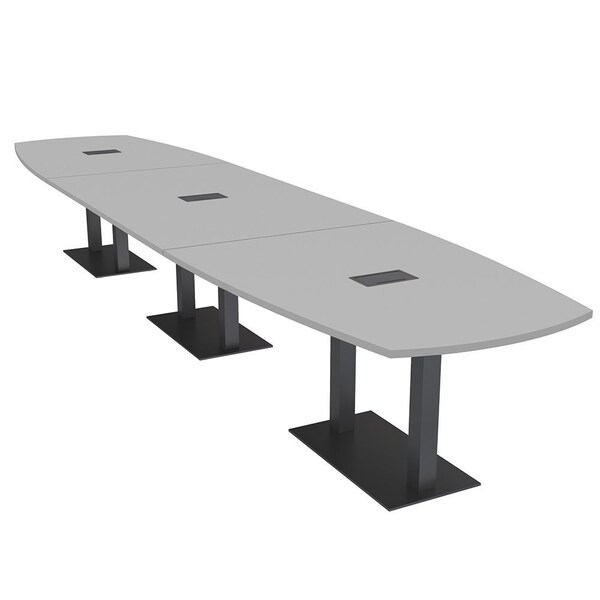 Skutchi Designs Arc Boat Conference Table, 45 in W, 216 in L, Grey HAR-ABOT-48X216-DOU.BK-U779-EBLK - main