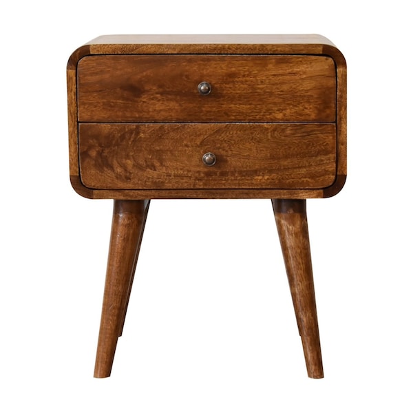 Homeroots 20" Chestnut Solid Wood Two Drawer Nightstand 651588 - main