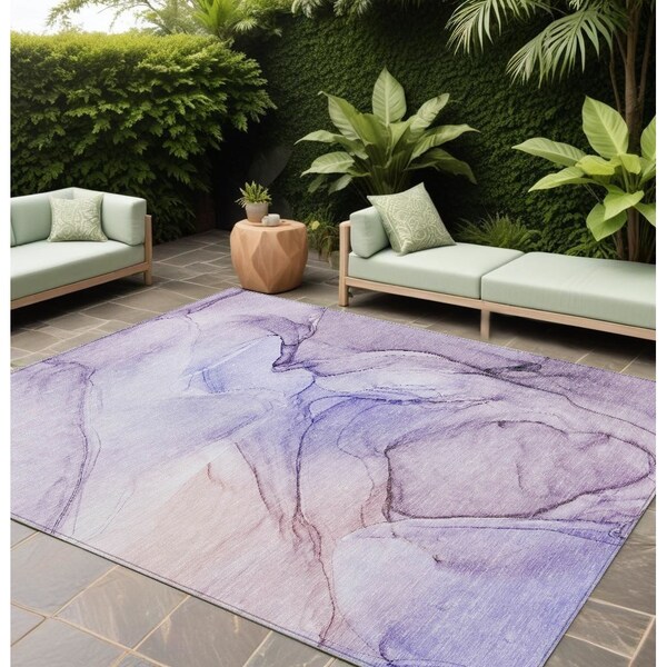 Homeroots 9' X 12' Gray and Purple Abstract Washable Non Skid Indoor Outdoor Area Rug 559413 - main