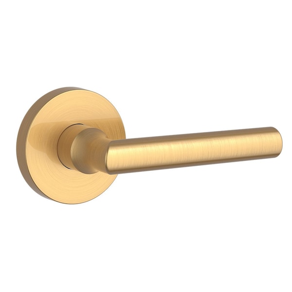Baldwin Full Dummy Tube Lever and Contemporary Round Rose Lifetime Satin Brass Finish FDTUBCRR044 - main