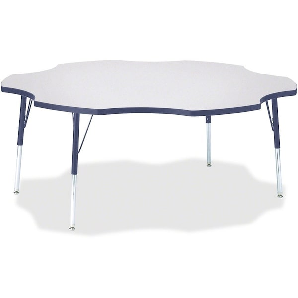 Jonti-Craft Berries Six Leaf Activity Table, 60 in., A-height, Freckled Gray/Navy/Gray 6458JCA112 - main
