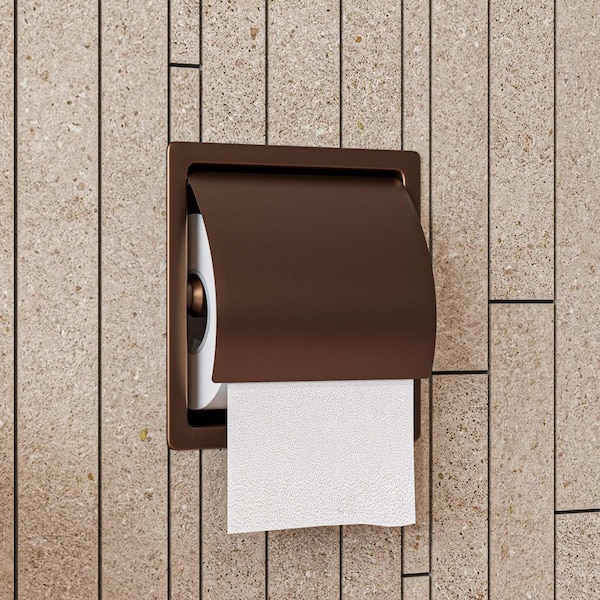 Alfi Brand PVD Brushed Copper Stainless Steel Recessed Toilet Paper Holder W/ Cover ABTPP77-BC - main