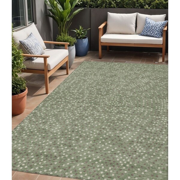 Homeroots 5' X 8' Sage Gray And Ivory Polka Dot Washable Indoor Outdoor Area Rug 599077 - main