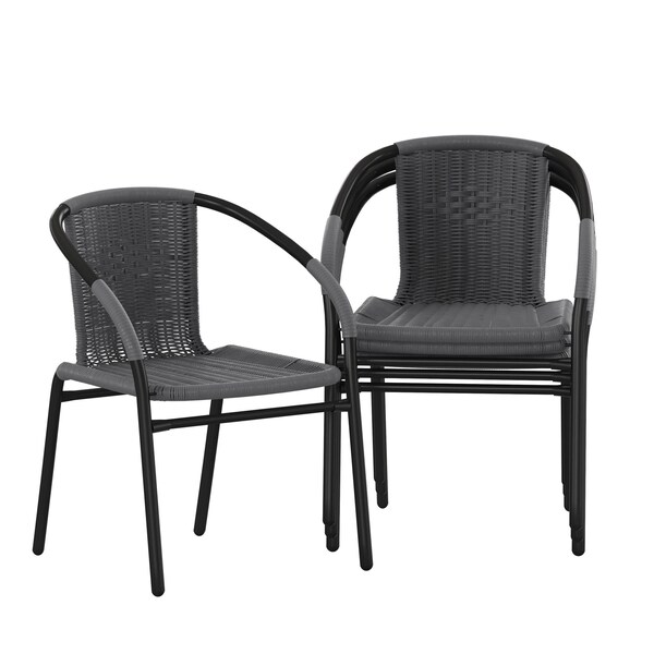 Flash Furniture Lila Gray Rattan Indoor-Outdoor Restaurant Stack Chair, PK4 4-TLH-037-GY-GG - main