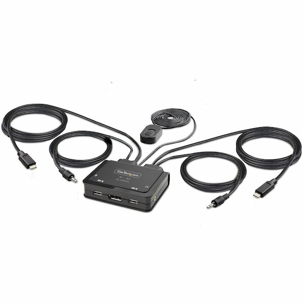 Startech.Com 2-PORT USB-C CABLE KVM SWITCH, 4K 60HZ DISPLAYPORT OUTPUT, COMPACT KVM WITH 4FT/1.2M C2-D46-UC2-CBL-KVM - main