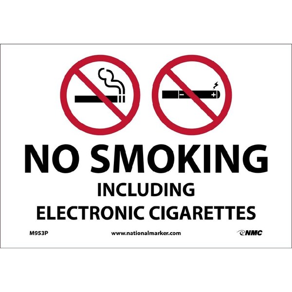 Nmc No Smoking Including E Cigarettes Sign, M953P M953P - main