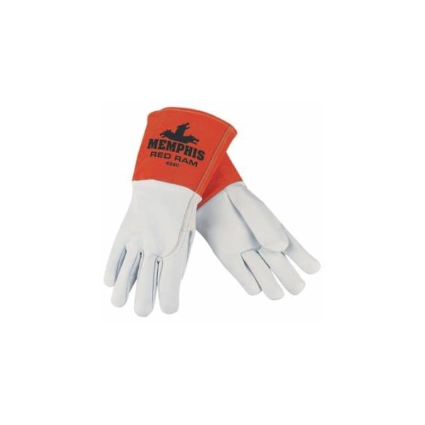 Mcr Safety Goat Mig/Tig Welders Gloves, Prem Grade Goatskin/Split Cowhide, Large, White, 12PK 127-4840L - main
