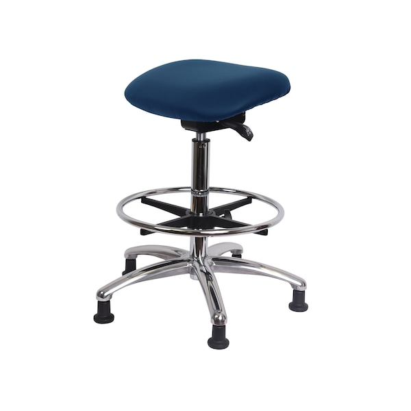 Blue Ridge Ergonomics Vinyl Sit-Stand Chrome-Standing Height with Chrome Foot Ring Stat Glides in Bluebird Voyager Vinyl VSTSS-CR-CF-RG-2002 - main