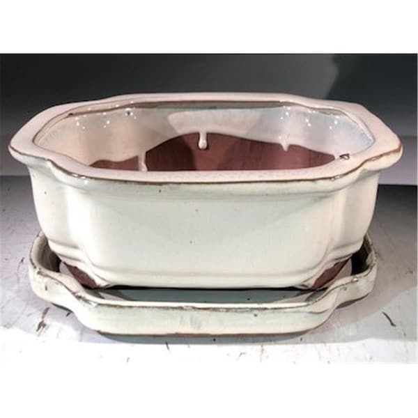 Paisaje 8 x 6 x 3 in. Ceramic Bonsai Pot, Beige - Rectangle PA2806470 - main