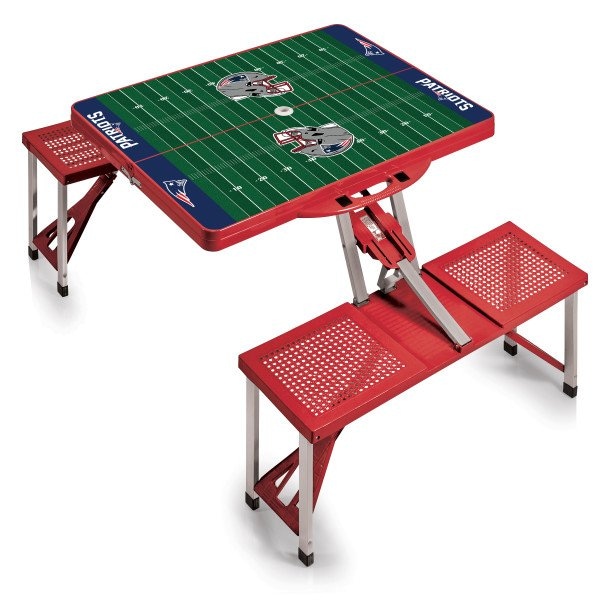 Picnic Time Family Of Brands New England Patriots - Football Field - Picnic Table Portable Folding Table with Seats, (Red) 811-00-100-195-2 - main