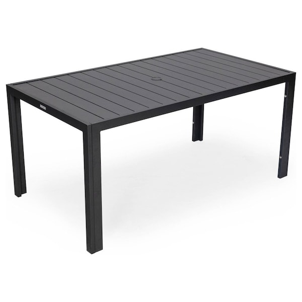 Leisuremod Chelsea Aluminum Outdoor 63in Dining Table, Black CT63BL - main