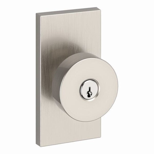 Baldwin Entry Contemporary Knob and Contemporary 5in Rose with 6AL Latch and Dual Strike Satin Nickel ENCONCFR150 - main