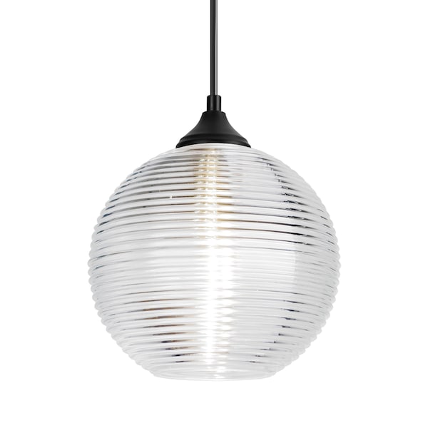 Besa Lighting Besa Kristall 8 Outdoor Pendant, Clear, Black Finish, 1x 60W MAX E26 Base OP-461600-BK - main