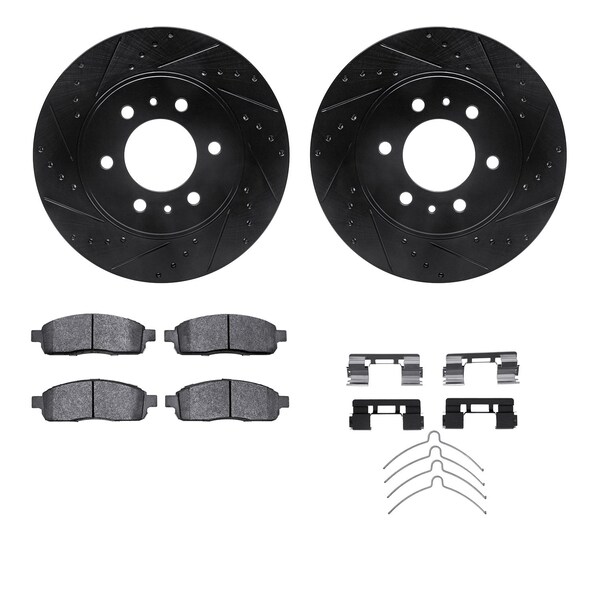 Dynamic Friction Co DFC Brake Rotor Drilled & Slotted - Black- w/Ultimate Duty Brake Pad & HW Kit 8412-54094 - main