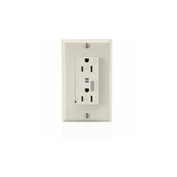 Leviton Surge Protector Receptacle, 15 Amp, 125 Volt, 5-15R NEMA, Light Almond T7280-T - main