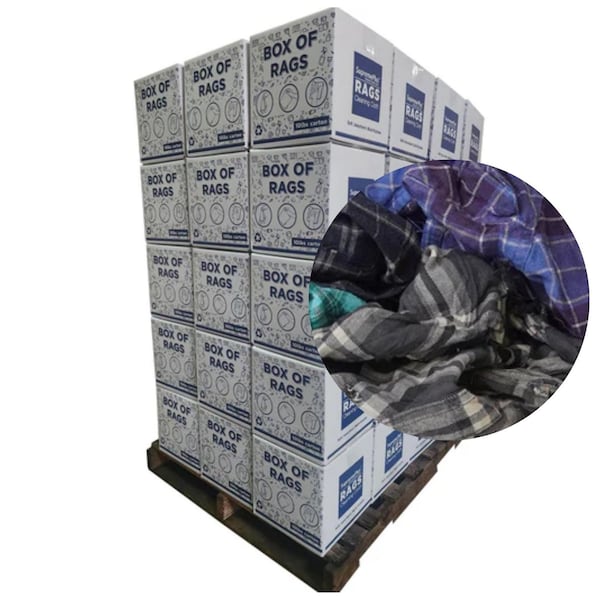 Supremeplus Recycled Color Flannel (Polishing) Cleaning Rags, 720 lbs. Pallet, 72 x 10 lbs. Boxes, 72PK SP-0684 - main