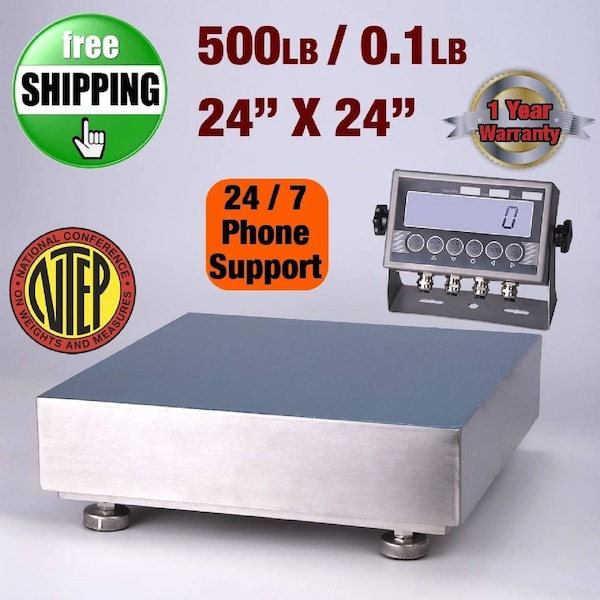 Prime Systems 24"x24" Platform Scale 500x0.1 lbs Stainless Steel with indicator NTEP PS-2424-NTEP-platform - main