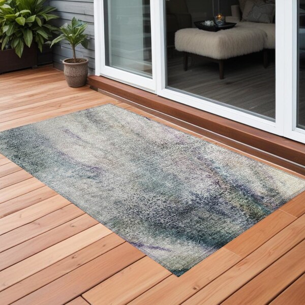 Homeroots 2' X 3' Ivory Abstract Washable Non Skid Indoor Outdoor Area Rug 559577 - main