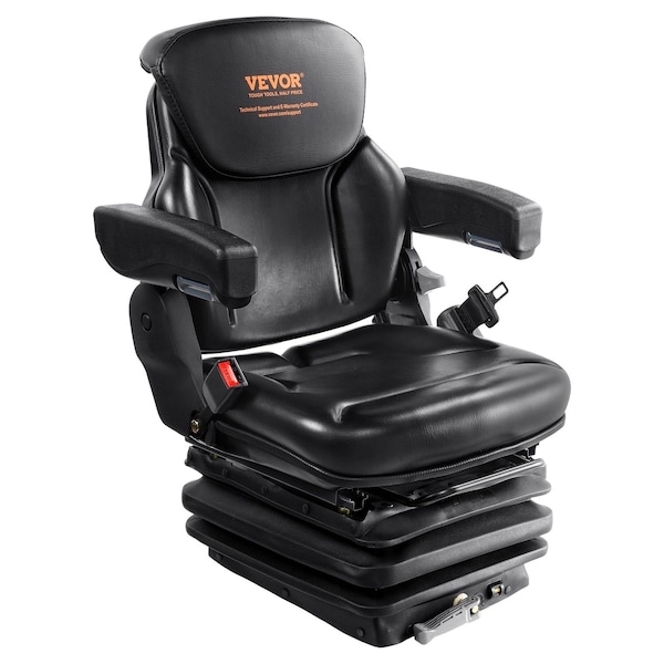 Vevor Universal Forklift Seat Adjustable Tractor Seat with Seatbelt Armrests TY-A14 (PVC) - main