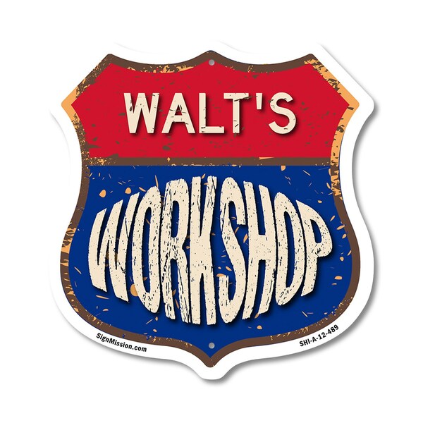 Signmission Walt's Workshop, 12 Inch X 12 Inch, Aluminum Metal Sign SHI-A-12-489-WALT - main