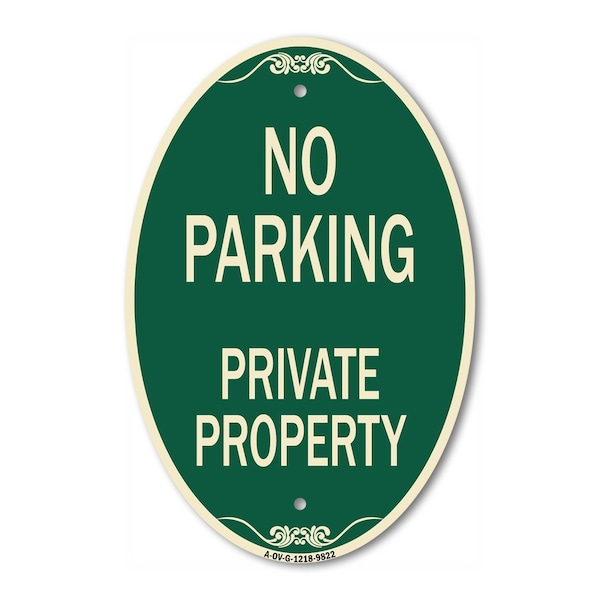Signmission No Parking Private Property Green & Tan, 12 Inch X 18 Inch Designer, Heavy Gauge Aluminum A-OV-G-1218-9822 - main