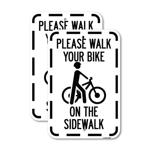Signmission Pavement Stencil Please Walk Your Bike on the Sidewalk, 18'' X 24'', Heavy Gauge Aluminum, 2PK A-1824-2PACK-23338 - main