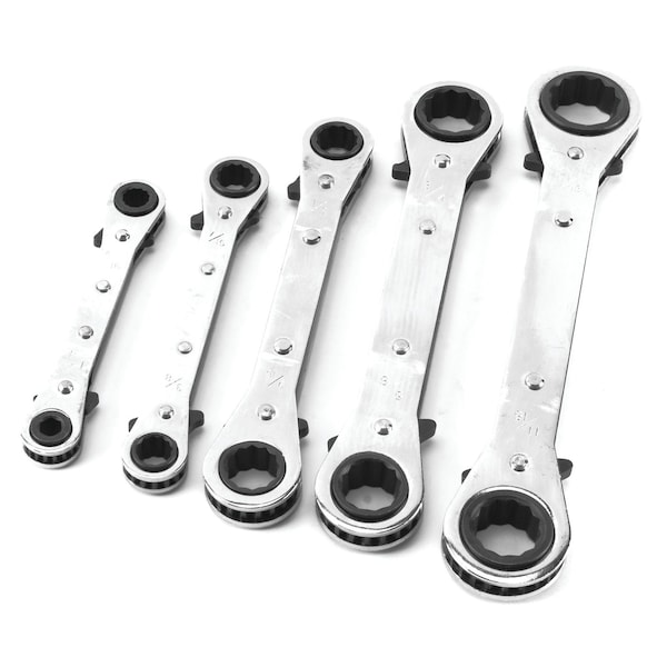 Performance Tool 5 pc. Ratcheting Wrench Set, SAE, Reversible, Storage Rack W709 - main