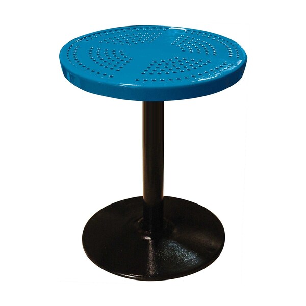 Leisure Craft 24" Round Perforated Pedestal Table, Portable, 30"H, Blue 24TAB30-BLUE - main