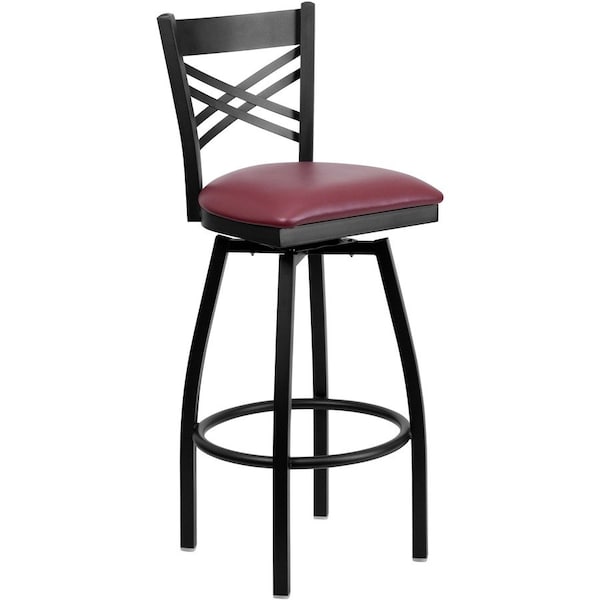 Flash Furniture Swivel Batstool, X Back, Burgundy Seat XU-6F8B-XSWVL-BURV-GG - main