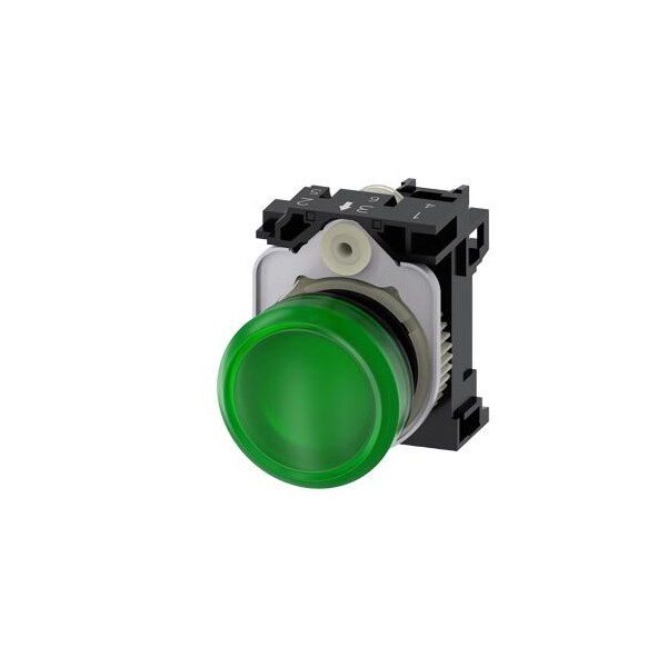 Siemens Indicator lights, 22 mm, round, plastic, green, lens, smooth 3SU1106-6AA40-1AA0 - main