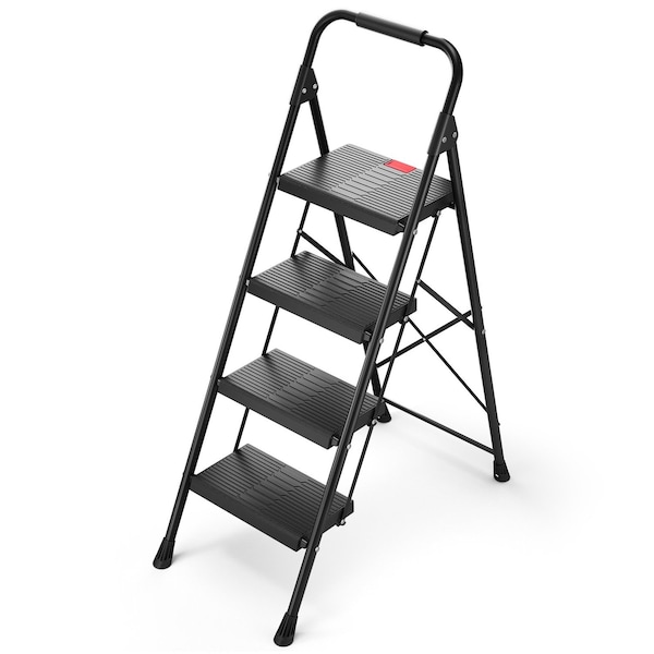 Wrightmaster 4 ft. Metal Folding Step Ladder, 9 ft. Reach, with Safety Lock Design 500 lb. Load Capacity ZOR-WK28-4-DF - main