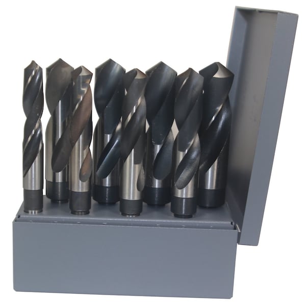 Drill America 8 Piece HSS Black and Bright Reduced Shank HSS Drill Bit Set, 9/16" - 1" D/A1008-SET - main