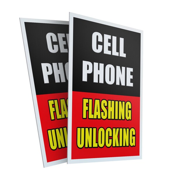 Signmission Cell Phone Flashing Unlocking, Plastic Signs Only 24 Inch x 36 Inch, Corrugated Plastic, 2PK CSB-2436-2PACK-CellPhoneFlashingUnlockin - main