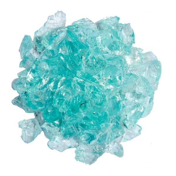 Homeroots Aqua Round Reflective Fire Pit Glass 479088 - main