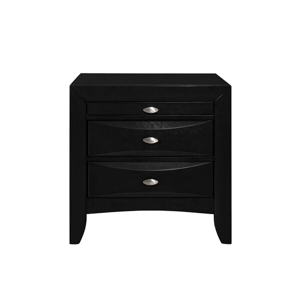 Homeroots 25" Black Wood Three Drawer Nightstand 384019 - main