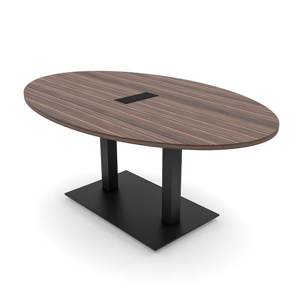 Skutchi Designs Oval Conference Table With Power Unit, 48 in W, 72 in L, Brown HAR-OVL-48X72-DOU.BK-H3041-EBLK - main
