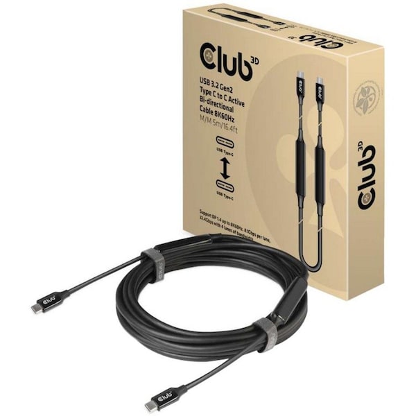 Club 3D B.V Club 3D USB 3.2 Gen2 Type C to C Active Bi-directional Cable 8K60Hz M/M 5m/16.4ft CAC-1535 - main